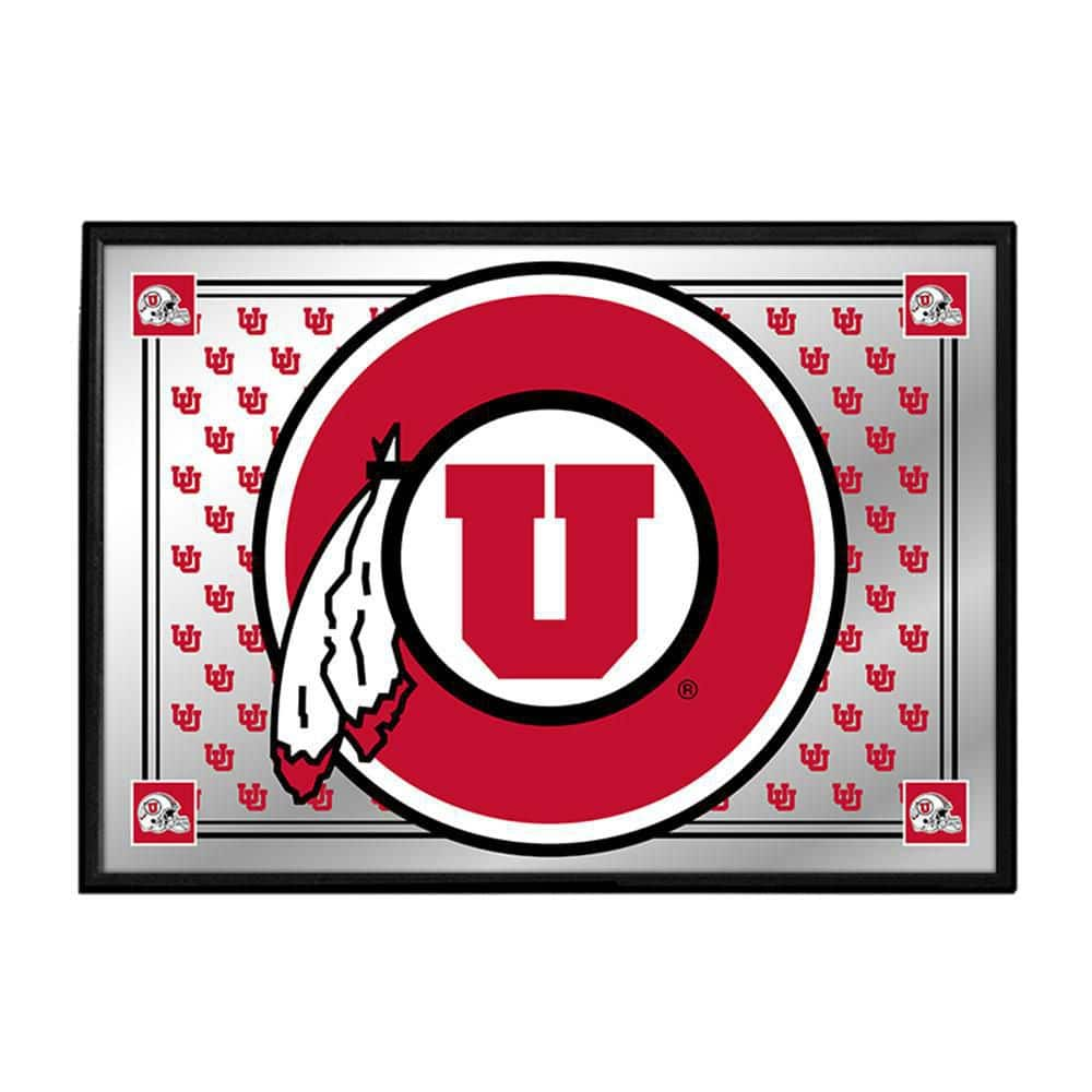 the-fan-brand-28-in-x-19-in-utah-utes-framed-mirrored-decorative-sign