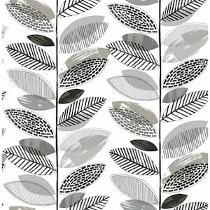 Nyssa Grey Leaves Grey Paper Strippable Roll (Covers 56.4 sq. ft.)