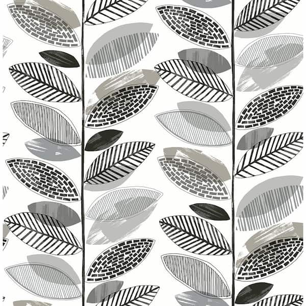 Brewster Nyssa Grey Leaves Grey Paper Strippable Roll (Covers 56.4 sq. ft.)