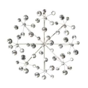 16 in. x  16 in. Metal Silver Starburst Wall Decor with Crystal Embellishment