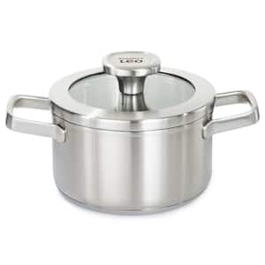 Graphite 6.25 in., 1.7 qt. 18/10 Stainless Steel Stockpot in Silver with Glass Lid