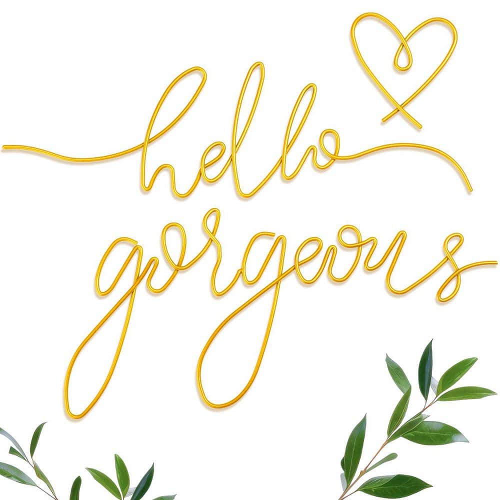 Gold Metal Hello Gorgeous Wall Art with Minimalist Design for Living Room Office Bedroom and Hotel Decor (1-Pack) price history on PriceWatchPro