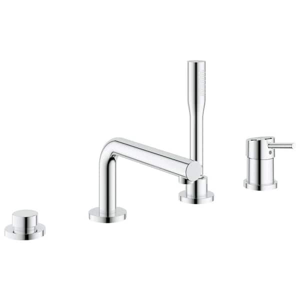 GROHE Concetto Single Handle Deck-Mount Roman Bathtub Faucet with Personal Handheld Shower in StarLight Chrome