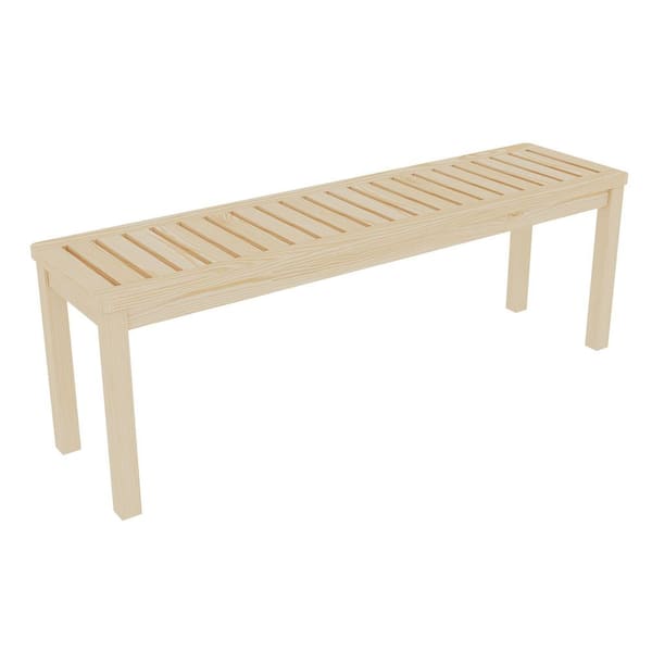 52 in. W Amber Premium Knot-Free Pine Wood Outdoor Backless Bench with Slatted Seat and Classic Look, Patio Garden Bench