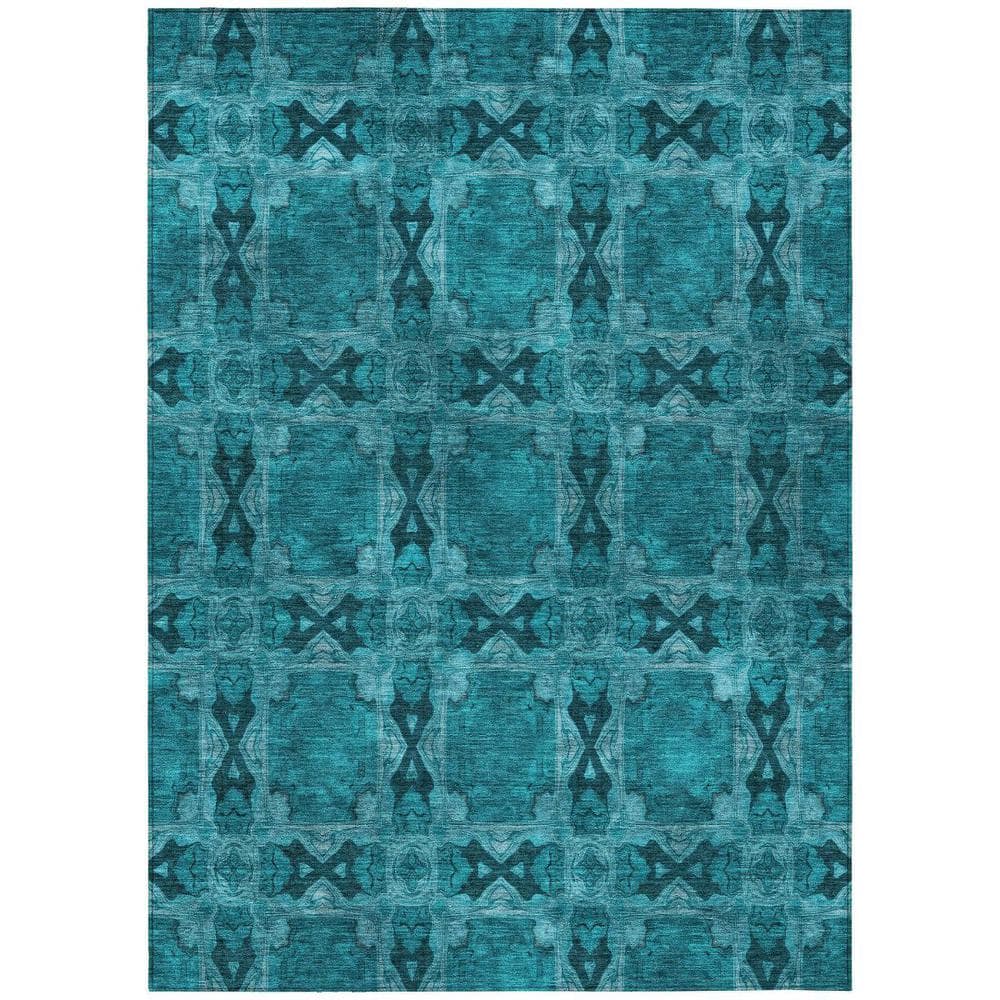 Teal 3 ft. x 5 ft. Woven Floral;Medallion Rectangle Indoor/Outdoor Area Rug price history on PriceWatchPro