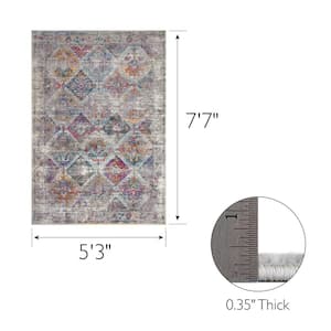 Calian Vintage Muted Gray and Ivory 5 ft. x 8 ft. Patchwork Polypropylene Area Rug