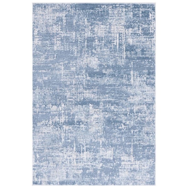 SAFAVIEH Amelia 4 ft. x 6 ft. Ivory/Steel Blue Abstract Distressed Area Rug