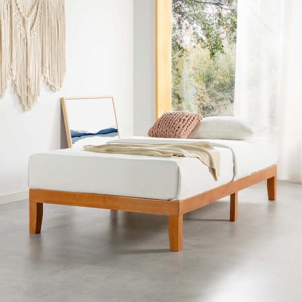 best price mattress Naturalista Classic 12 in. Solid Wood Platform Bed with Wooden Slats, Easy Assembly, Natural Pine, Twin