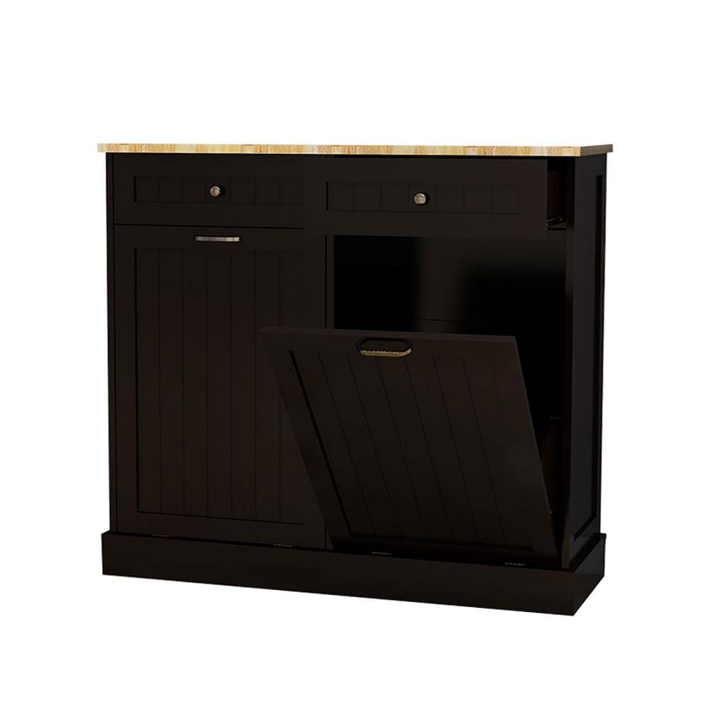 39.37 in. W x 13.78 in. D x 35.43 in. H Bathroom Black Linen Cabinet