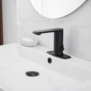 Automatic Sensor Touchless Single Hole Bathroom Sink Faucet With Temperature Mixing Valve In Matte Black