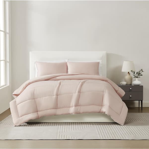 Unbranded 3-Piece Blush Cotton Sateen Full/Queen Comforter Set