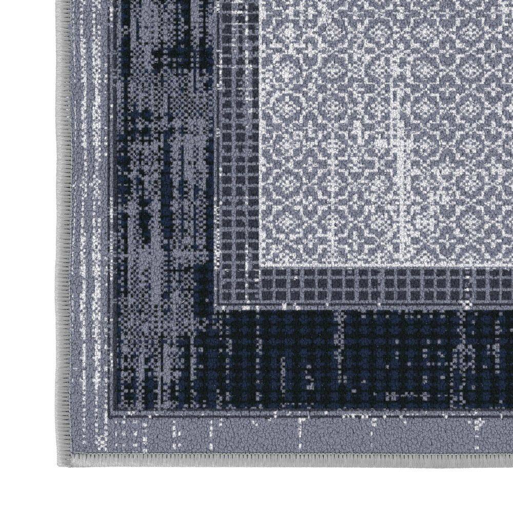 Gray and Black Non-Slip Synthetic Hallway Runner Rug