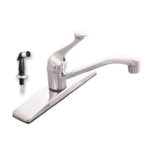 Traditional Collection Single-Handle Standard Kitchen Faucet with Black Side Sprayer in Chrome