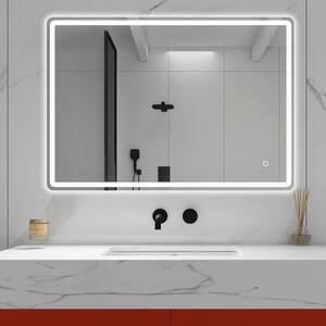 28 in. W x 40 in. H Rectangular Frameless Wall-Mount Bathroom Vanity Mirror in Silver