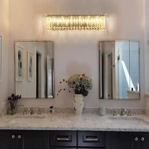 23 in. 6-Light Chrome Glam Modern Crystal Vanity Light Over Mirror for Bathroom