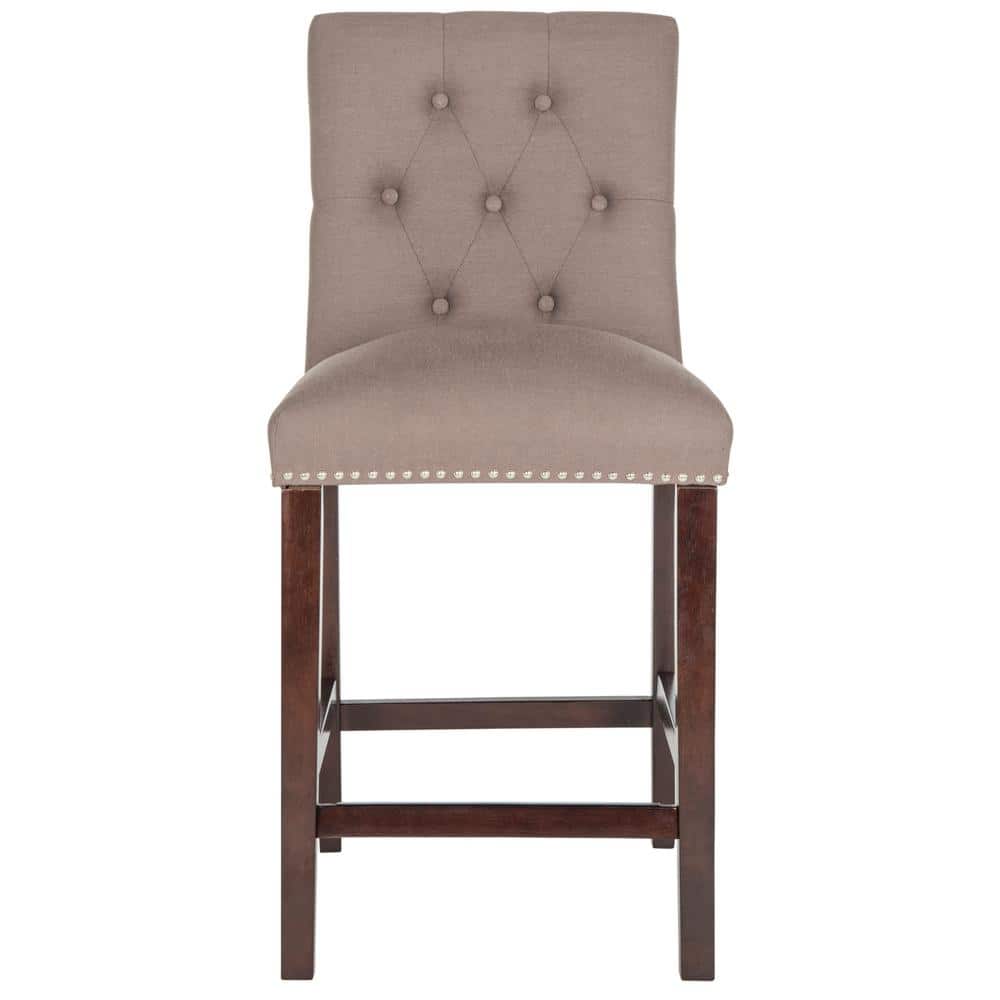 Norah Dark Taupe and Espresso Wood Metal Counter Stools (Set of 2)