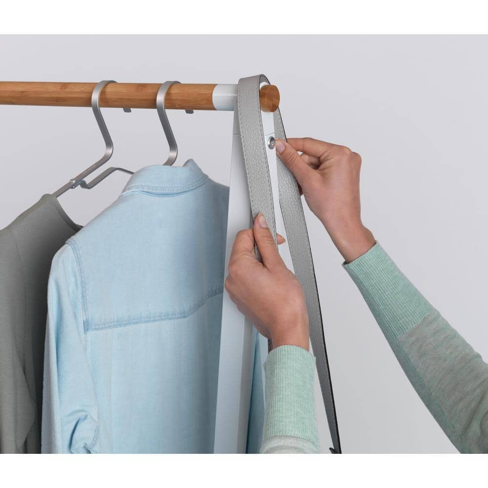 Small White Wood and Wire Garment Rack with Adjustable Shelves