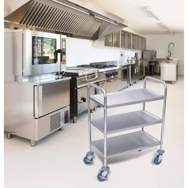 Luxor 26 in. x 16 in. 3-Shelf Stainless Steel Cart in Silver
