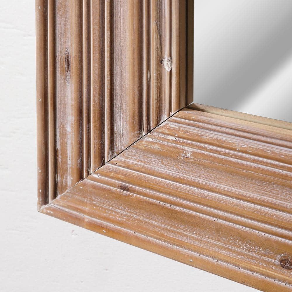 Natural Whitewash Wood Farmhouse Rectangular Wall Mirror - 30" x 40"