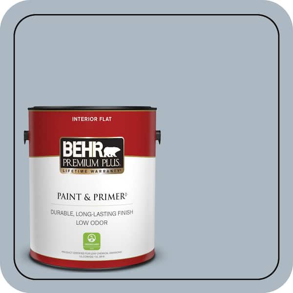 BEHR PREMIUM PLUS 1 gal. #ICC-45 Calming Space Flat Low Odor Interior Paint & Primer