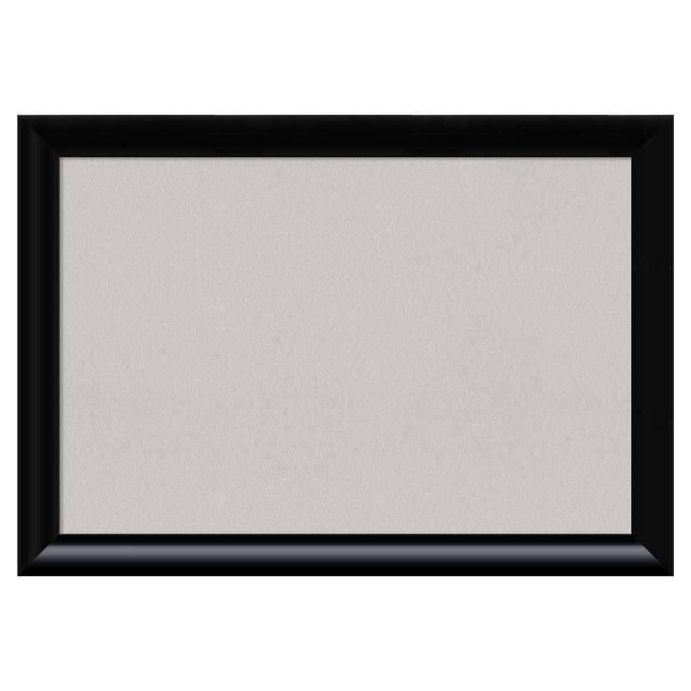 Amanti Art Steinway Black Scoop Wood Framed Grey Corkboard 27 in. x 19