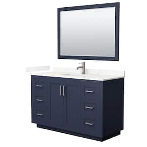Miranda 54 in. W x 22 in. D x 33.75 in. H Single Bath Vanity in Dark Blue with Giotto qt. Top and 46 in. Mirror