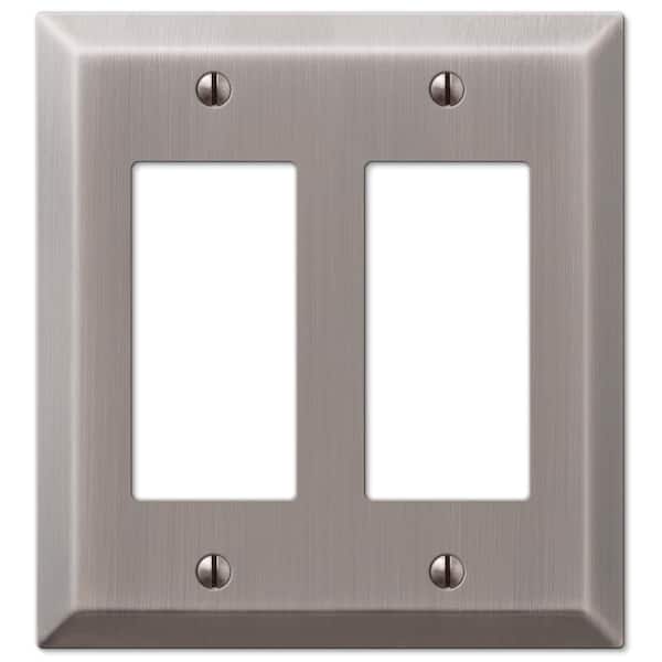 AMERELLE Metallic 2 Gang Rocker Steel Wall Plate - Antique Nickel