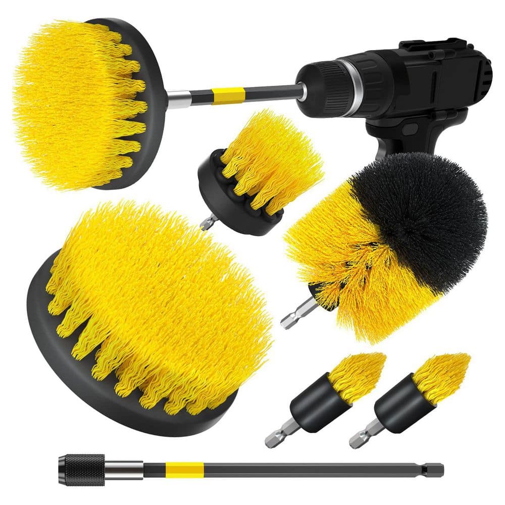 Phewnyzo 6-Piece Drill Brush Power Scrubber Set with Extended Attachment for Grout Floor, Tub, Shower, Tile, Bathroom and Kitchen