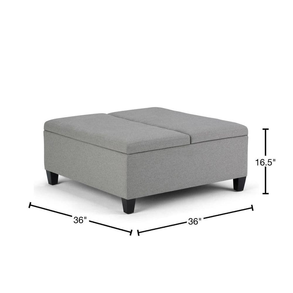 Ellis 36" Dove Grey Linen Look Fabric Coffee Table Ottoman