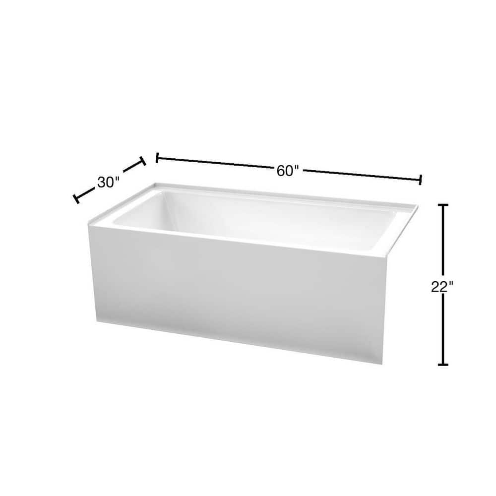 Grayley 60'' White Acrylic Alcove Soaking Bathtub