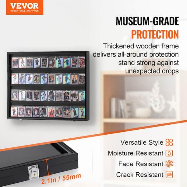 VEVOR 36 Graded Black Sports Card Display Case 30.5x24.3x2.1in. Card  Display Frame UV Protection Clear View PC Glass Lockable QYZSKJHX2433JF9USV0