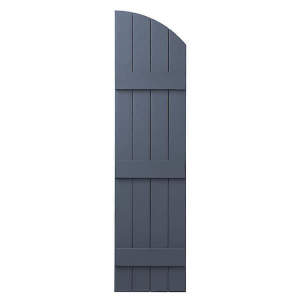 Ply Gem 15 in. x 57 in. Polypropylene Plastic Arch Top Closed Board and Batten Shutters Pair in Blue