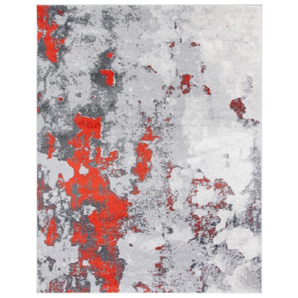 SAFAVIEH ADirondack Orange/Gray 9 ft. x 12 ft. Distressed Abstract Area Rug