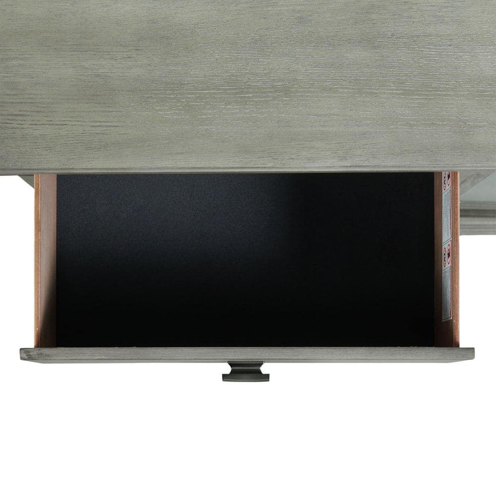 Gray 3-Drawer Nightstand with USB and Dark Knobs