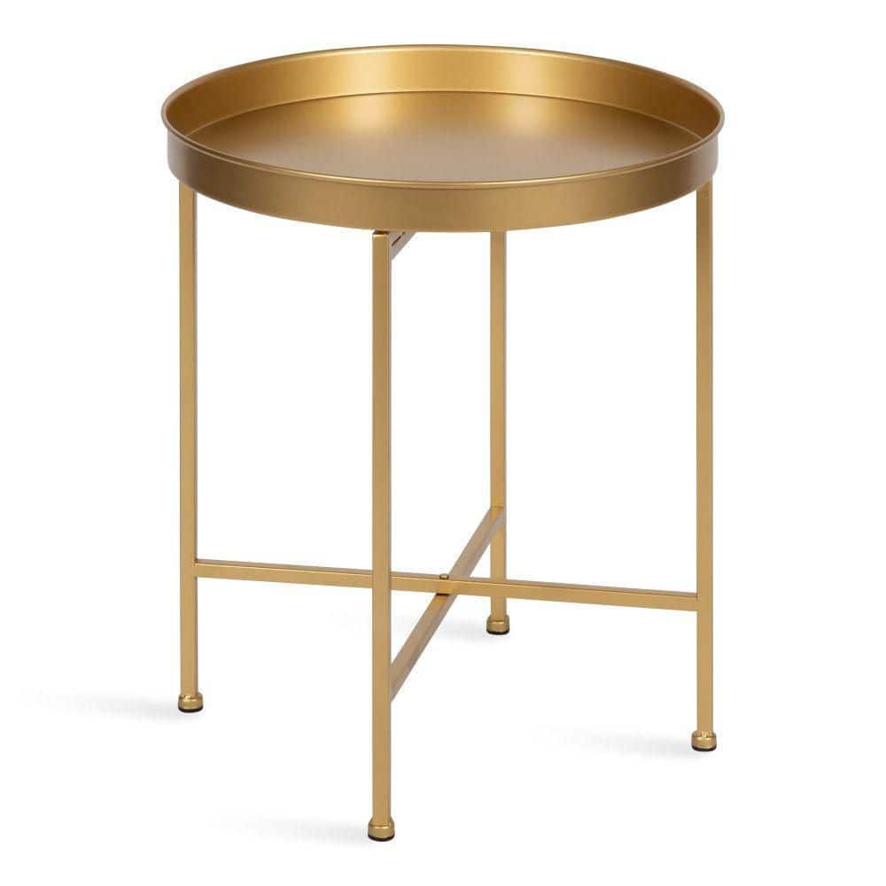 Celia 18.37 in. Gold Round Metal End Table