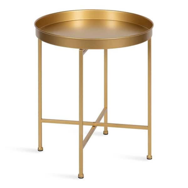Kate and Laurel Celia 18.37 in. Gold Round Metal End Table