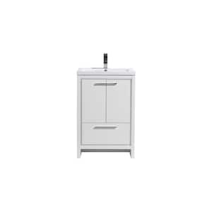 Dolce 24 in. W Bath Vanity in High Gloss White with Reinforced Acrylic Vanity Top in White with White Basin