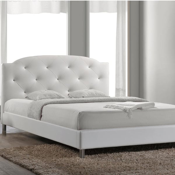 Baxton Studio Canterbury White Queen Upholstered Bed 28862 5558 HD