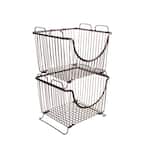 Ashley 12.625 in. W x 11 in. D x 10.75 in. H Large Stacking Basket in Bronze