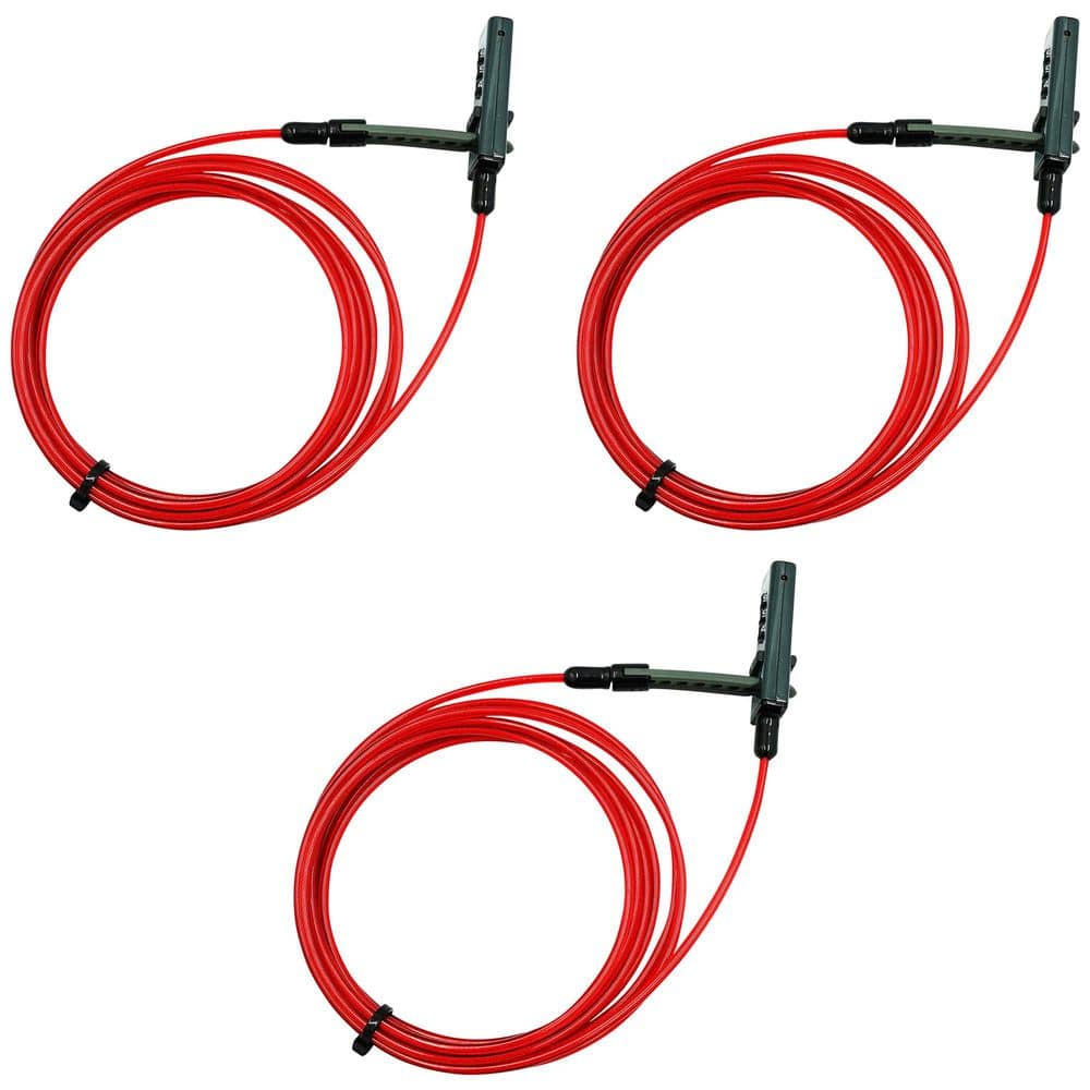 OTTER, Integrated Combination Deterrence Cable Lock, 10 ft. x 4 mm Braided Steel with Red Vinyl Coating - 3-Pack price history on PriceWatchPro