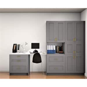 Bristol 125 in. W x 89.5 in. H x 24 in. D Painted Slate Gray Children's Workstation Cabinet Bundle 1