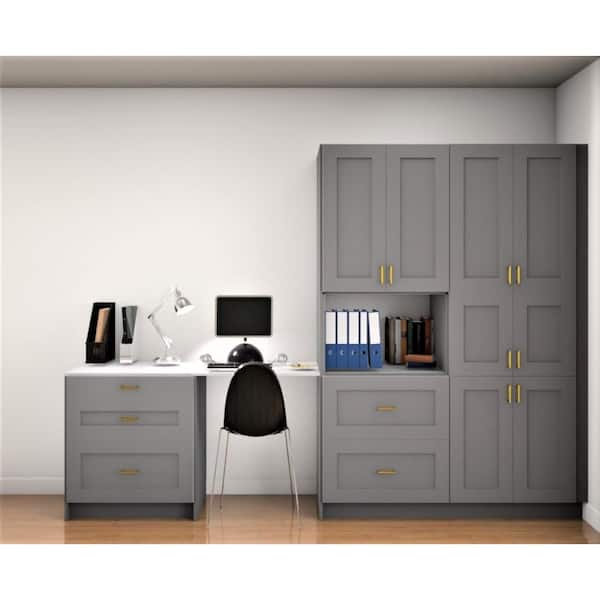 J COLLECTION Bristol 125 in. W x 89.5 in. H x 24 in. D Painted Slate Gray Children's Workstation Cabinet Bundle 1