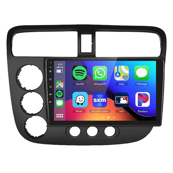 9 in. HD IPS Touch Screen Car Stereo Radio with DSP GPS WiFi Backup Camera Mic for Honda Civic 2001-2005 Black