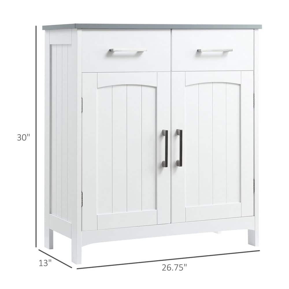 26.8 in. W x 13 in. D x 30 in. H White Bathroom Linen Cabinet with 2 Doors and 2 Drawers price history on PriceWatchPro