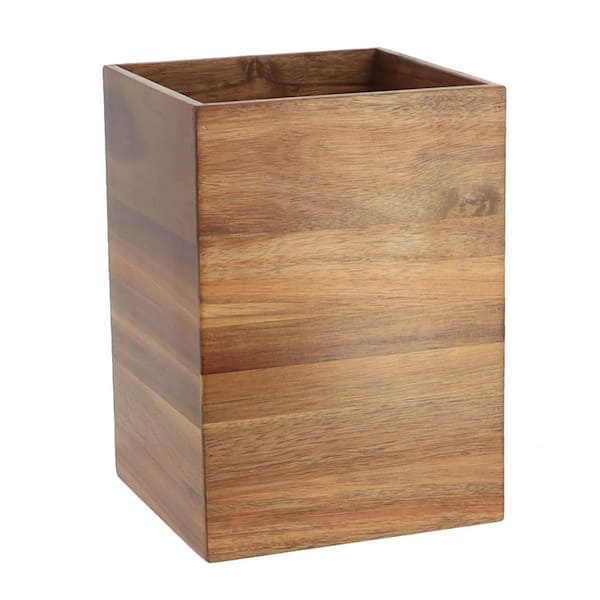 Acacia Free Standing Square Waste Basket 2 Gallons (7.5 Liters) Brown