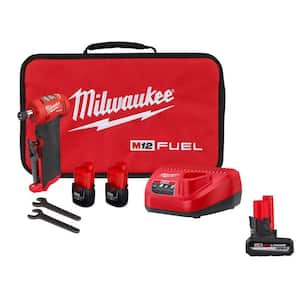 M12 FUEL 12V Lithium-Ion Cordless 1/4 in. Right Angle Die Grinder Kit with M12 XC High Output 5.0 Ah Battery Pack