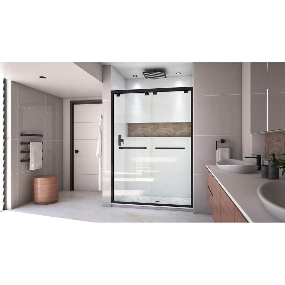 Encore 54" Satin Black Frameless Sliding Shower Door