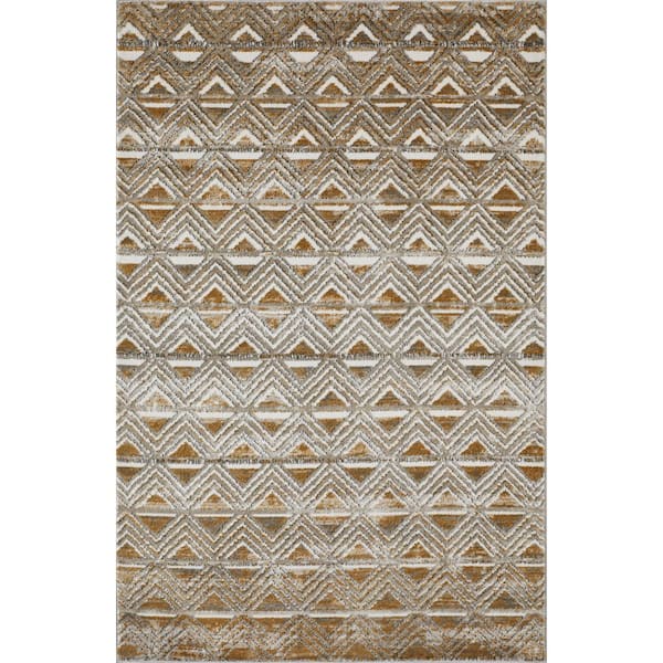 LOOMAKNOTI Alanzo Alemza Beige 7 ft. 10 in. x 9 ft. 10 in. Geometric Polypropylene Indoor Area Rug