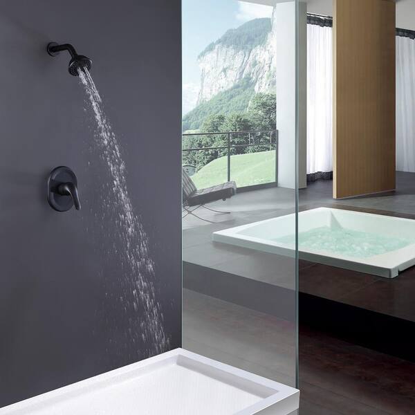 3-Spray Patterns 3.89 in. Wall Mount Fixed Shower Head Set in Matte Black 3-Spray Patterns 3.89 in. Wall Mount Fixed Shower Head Set in Matte Black