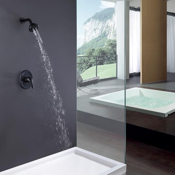 Single-Handle 2-Spray Round High Pressure Shower Faucet in Matte Black (Valve Included)
